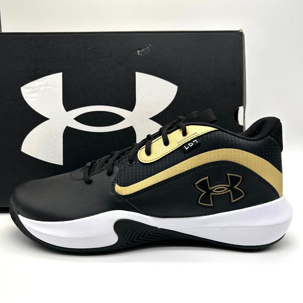Under Armour Lockdown 7 Shoes Mens 12 Black Gold Basketball Sneakers 3028512-001